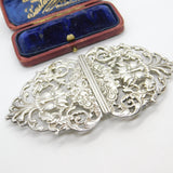 Sterling Silver Green Man Pattern Nurses Buckle Vintage 1973 Sheffield