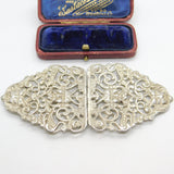 Sterling Silver Green Man & Cat Pattern Nurses Buckle Vintage 1960 London