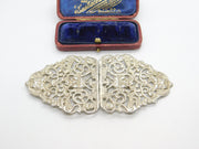 Sterling Silver Green Man & Cat Pattern Nurses Buckle Vintage 1960 London