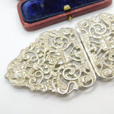 Sterling Silver Green Man & Cat Pattern Nurses Buckle Vintage 1960 London