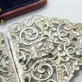 Sterling Silver Green Man & Cat Pattern Nurses Buckle Vintage 1960 London