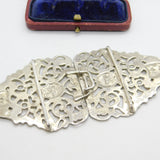 Sterling Silver Green Man & Cat Pattern Nurses Buckle Vintage 1960 London