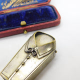 Victorian Aesthetic Movement Silver Plated Collared Shirt Vesta Case c1880