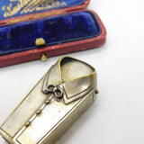 Victorian Aesthetic Movement Silver Plated Collared Shirt Vesta Case c1880