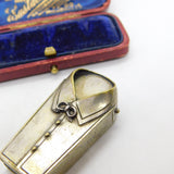 Victorian Aesthetic Movement Silver Plated Collared Shirt Vesta Case c1880