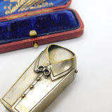Victorian Aesthetic Movement Silver Plated Collared Shirt Vesta Case c1880