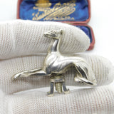 Victorian Cast Sterling Silver Sitting Greyhound Teapot Finial Antique c1840