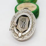 Queen Victoria Sterling Silver Jubilee Locket Pendant Antique 1886 Birmingham