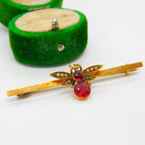 Edwardian 9ct Gold, Paste & Seed Pearl Set Insect or Bug Brooch Antique c1910
