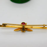 Edwardian 9ct Gold, Paste & Seed Pearl Set Insect or Bug Brooch Antique c1910