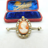 Georgian Sterling Silver & Baroque Pearl Framed Centurion Cameo Brooch Antique