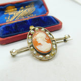 Georgian Sterling Silver & Baroque Pearl Framed Centurion Cameo Brooch Antique