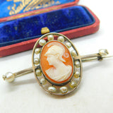 Georgian Sterling Silver & Baroque Pearl Framed Centurion Cameo Brooch Antique