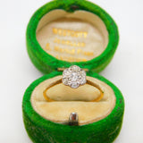 Victorian 18ct Yellow Gold Old Cut Diamond Daisy Flower Cluster Ring Antique c1880