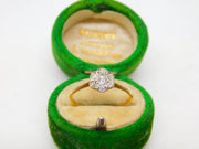 Victorian 18ct Yellow Gold Old Cut Diamond Daisy Flower Cluster Ring Antique c1880