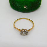 Victorian 18ct Yellow Gold Old Cut Diamond Daisy Flower Cluster Ring Antique c1880