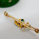 Victorian 9ct Yellow Gold, Seed Pearl & Turquoise Floral Sweetheart Brooch c1890