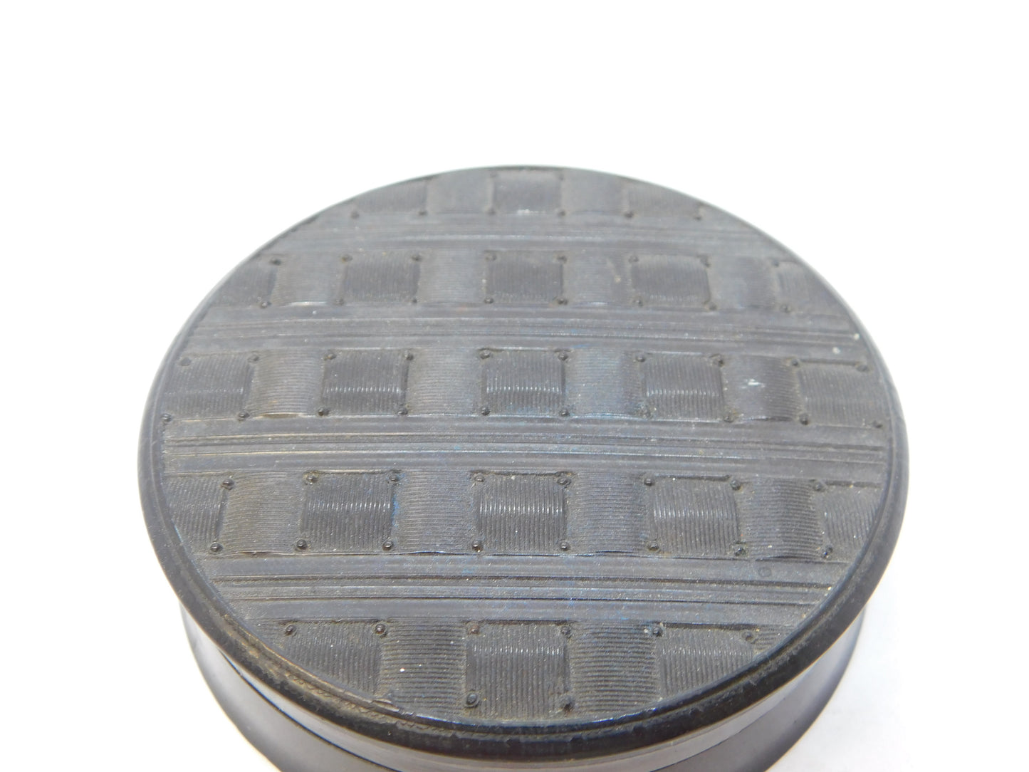 George III Pressed Bovine Horn Square Pattern Snuff Box Antique c1790