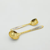 Russian Sterling Silver Gilt & Niello Enamel Sugar Scoop & Spoon Vintage Soviet c1970