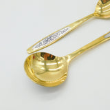 Russian Sterling Silver Gilt & Niello Enamel Sugar Scoop & Spoon Vintage Soviet c1970