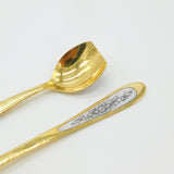 Russian Sterling Silver Gilt & Niello Enamel Sugar Scoop & Spoon Vintage Soviet c1970