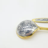 Russian Sterling Silver Gilt & Niello Enamel Sugar Scoop & Spoon Vintage Soviet c1970