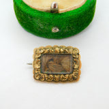 George III 9ct Yellow Gold Woven Hair Set Mourning Brooch Antique c1820