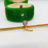 Edwardian 9ct Yellow Gold & Amethyst Floral Bar Brooch Antique c1910