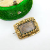 George III 9ct Yellow Gold Woven Hair Set Mourning Brooch Antique c1820