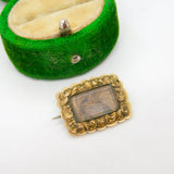 George III 9ct Yellow Gold Woven Hair Set Mourning Brooch Antique c1820