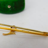 Edwardian 9ct Yellow Gold & Amethyst Floral Bar Brooch Antique c1910