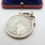 USA Sterling Silver Mounted Morgan Dollar Coin Pendant 1921 Antique