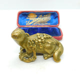 Victorian Chinese Cast Brass Otter Sculpture With Prunus Antique c1860