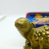 Victorian Chinese Cast Brass Otter Sculpture With Prunus Antique c1860
