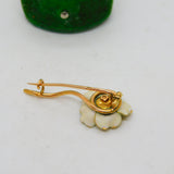 19th Century French 18ct Gold, Enamel & Old Cut Diamond Floral Brooch Antique c1880