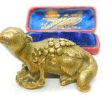 Victorian Chinese Cast Brass Otter Sculpture With Prunus Antique c1860