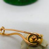 19th Century French 18ct Gold, Enamel & Old Cut Diamond Floral Brooch Antique c1880