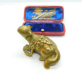 Victorian Chinese Cast Brass Otter Sculpture With Prunus Antique c1860