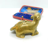 Victorian Chinese Cast Brass Otter Sculpture With Prunus Antique c1860