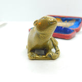 Victorian Chinese Cast Brass Otter Sculpture With Prunus Antique c1860
