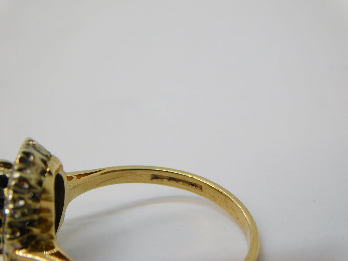 9ct Yellow Gold 2ct Sapphire & Spinel Set Engagement Ring Vintage 1986 London