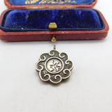 Victorian Aesthetic 9ct Rose Gold on Sterling Silver Floral Drop Pendant c1880