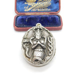 Victorian Large Sterling Silver Indian Locket or Pendant Antique c1880