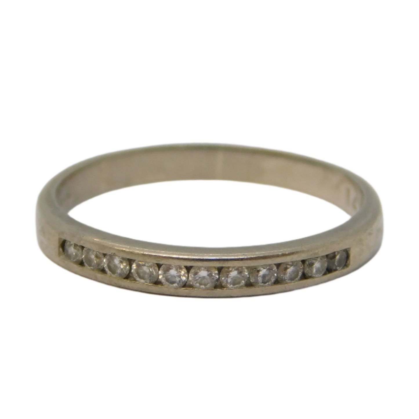 18ct White Gold & 0.14ct Diamond Half-Eternity Ring Vintage c1970