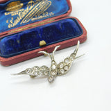 Victorian Sterling Silver & Paste Set Swallow Sweetheart Brooch Antique c1890