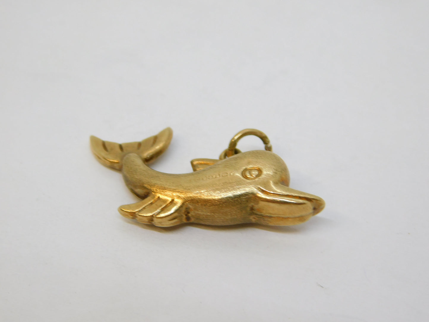 9ct Yellow Gold Happy Dolphin Charm Pendant Vintage 1973 Birmingham