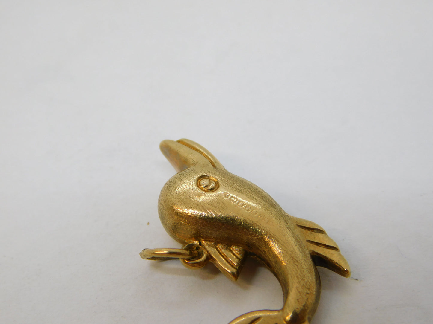 9ct Yellow Gold Happy Dolphin Charm Pendant Vintage 1973 Birmingham