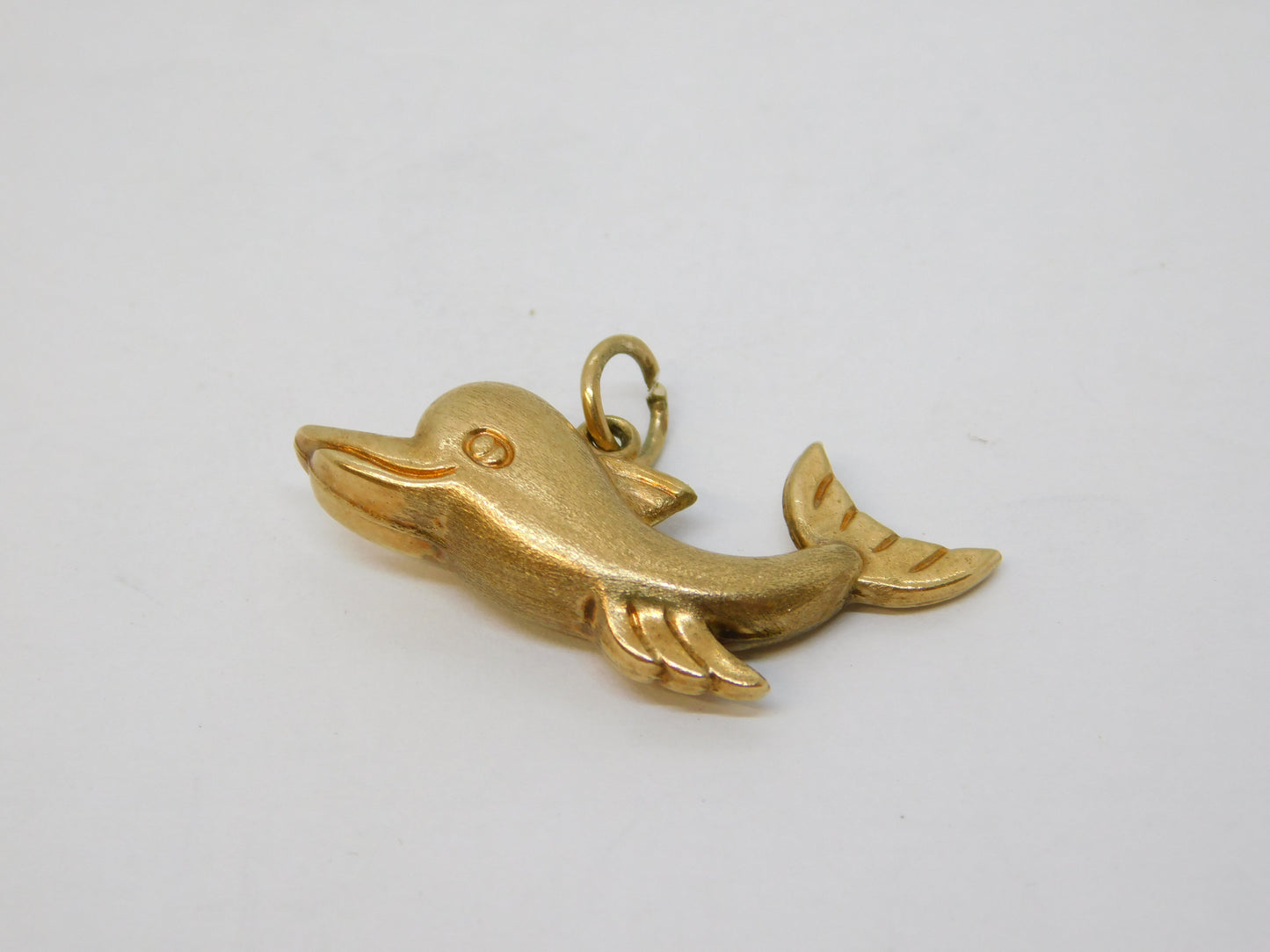 9ct Yellow Gold Happy Dolphin Charm Pendant Vintage 1973 Birmingham