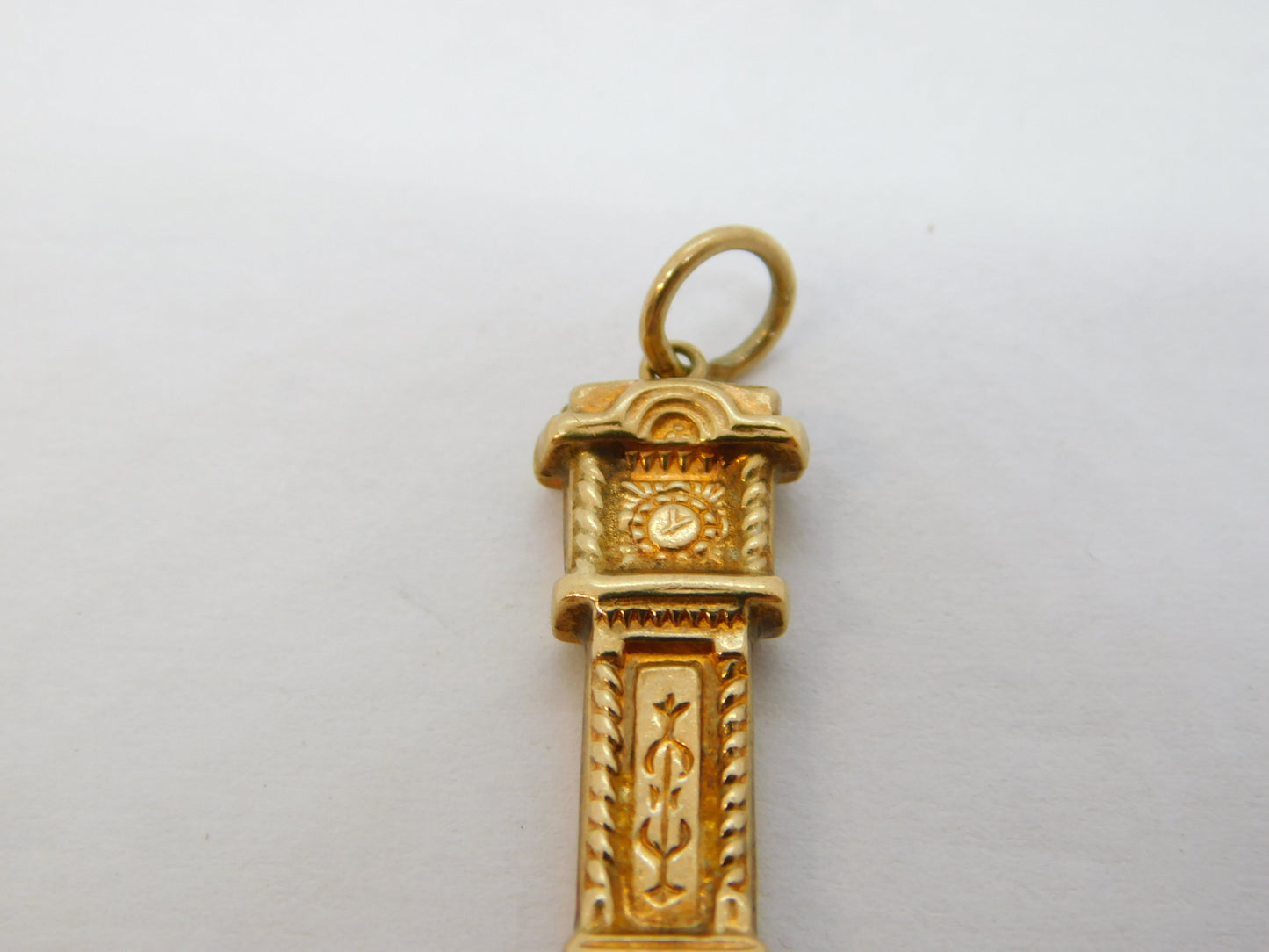 9ct Yellow Gold Grandfather Clock Charm Pendant Vintage 1972 Birmingham