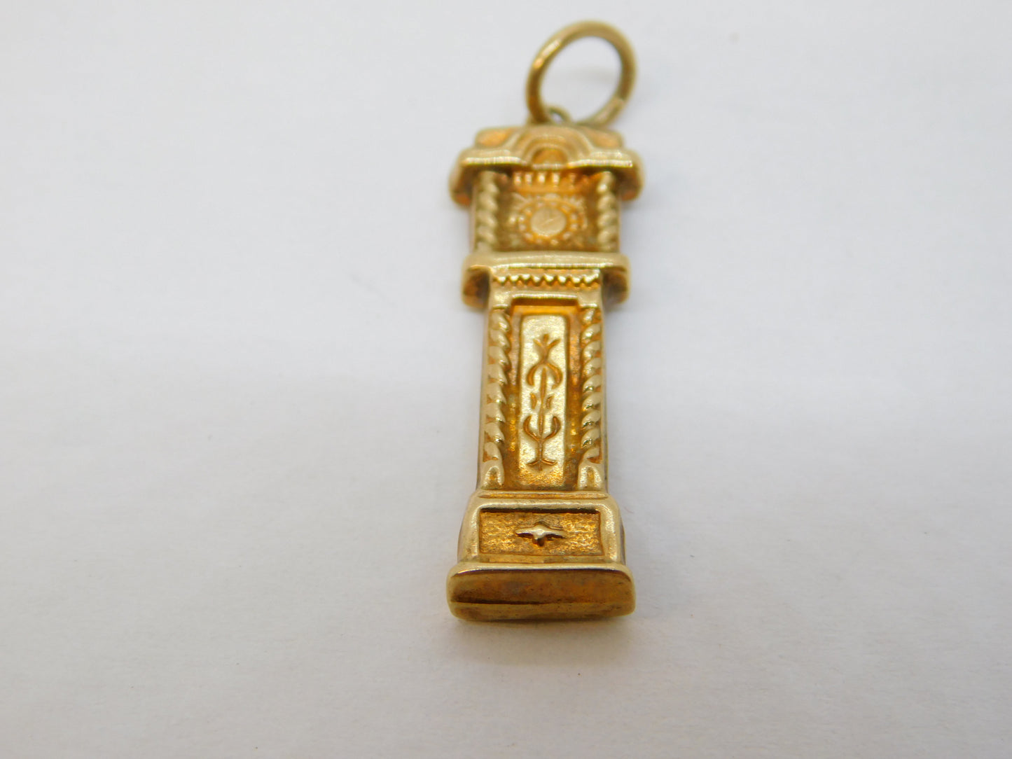9ct Yellow Gold Grandfather Clock Charm Pendant Vintage 1972 Birmingham